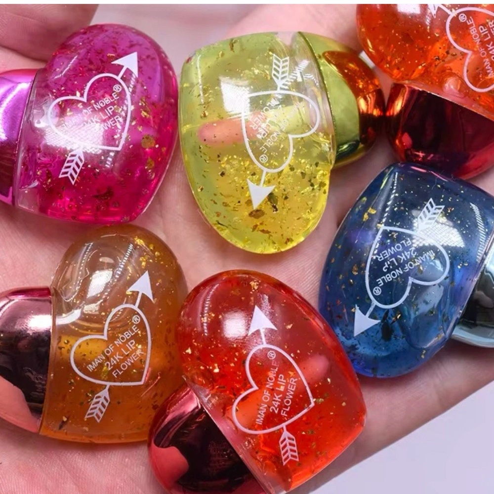 Heart-Shaped Glittery Lip Balms